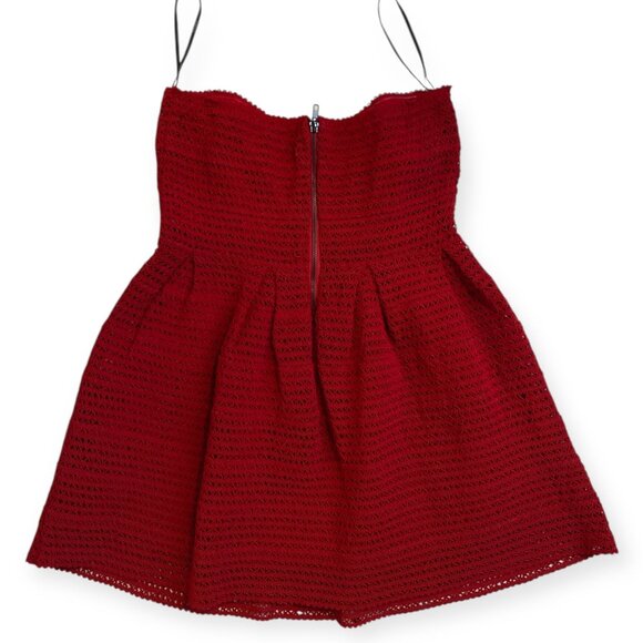 Forever 21 Strapless Red Crochet Fit & Flare Mini Dress – Size L - Picture 2 of 2
